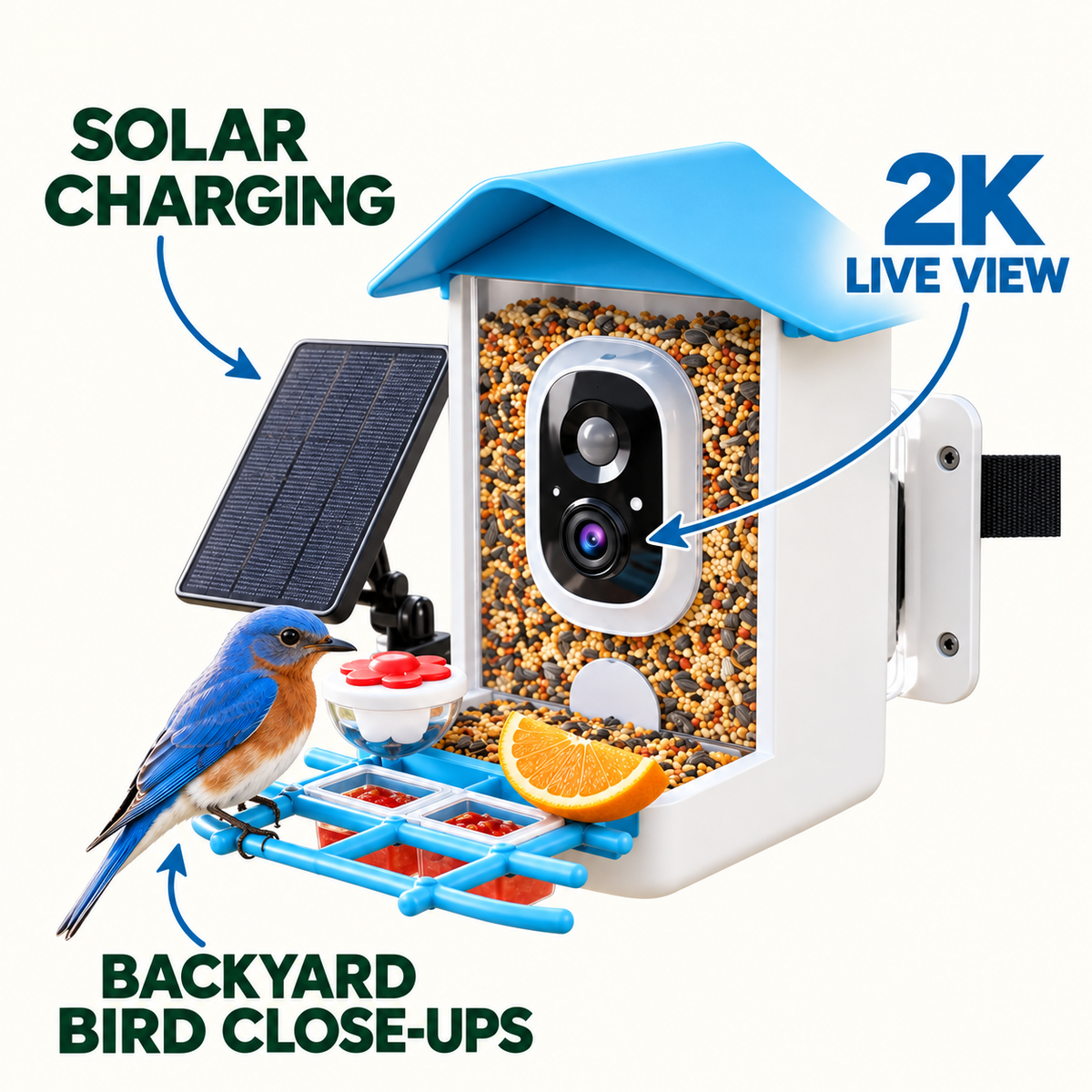 BirdBinge 2K Solar Feeder Cam